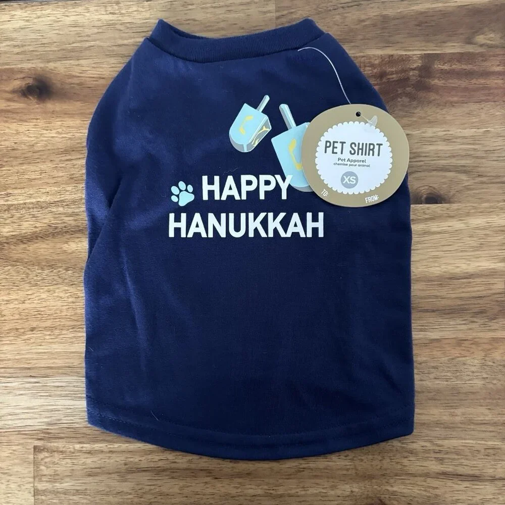 Happy‎ Hanukkah Dog Shirt Pet Shirt Size XS Holiday Party NWT